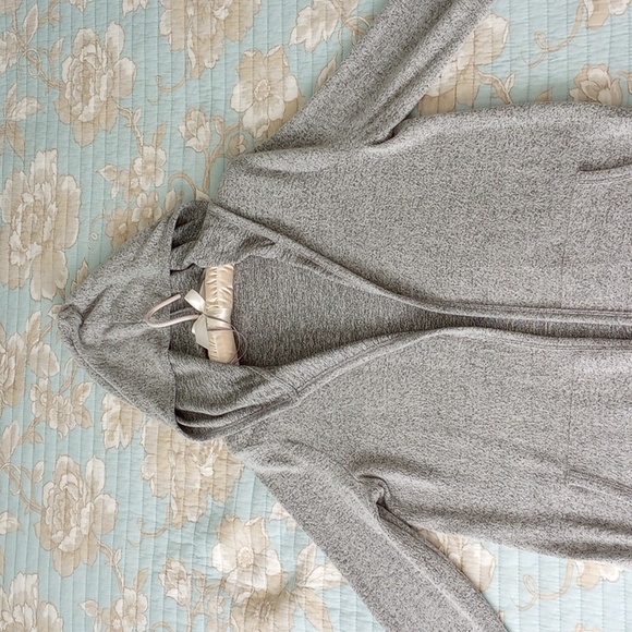Pink Rose Medium Light Grey Hooded Open Cardigan - Picture 6 of 13